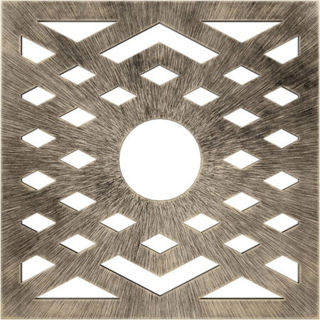Ekena Millwork Chevron Architectural Grade PVC Pierced Medallion, 20"OD x 5 1/8"ID x 1/2"P, Antiqued Pale Gold CMPP20CHAPG